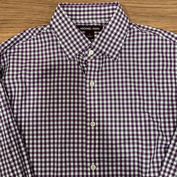 Michael Kors Classic Fit Checkered Dress Shirt L - Picture 3 of 6